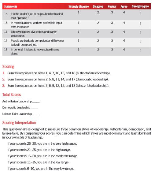 Leadership style questionnaire