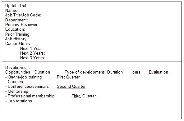 Developmental Plan Form