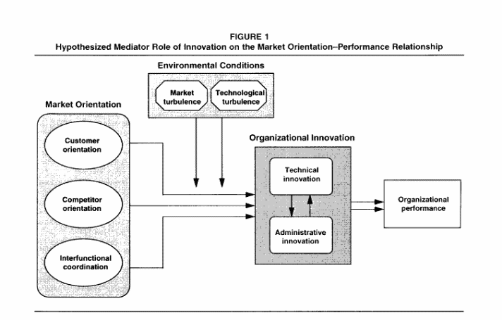 Hypothesized mediator role of Innovation on the market orientation-Perfomance relationship