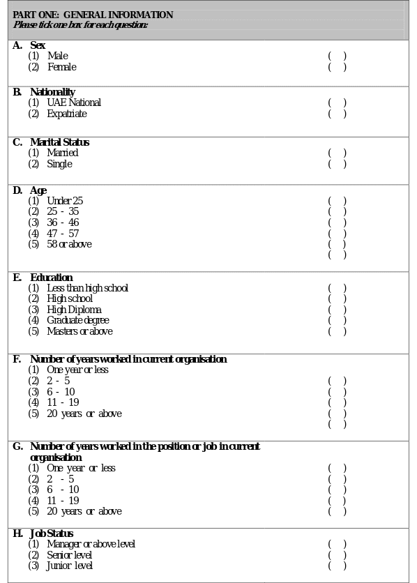 Table general information