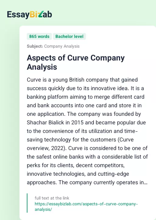 Aspects of Curve Company Analysis - Essay Preview