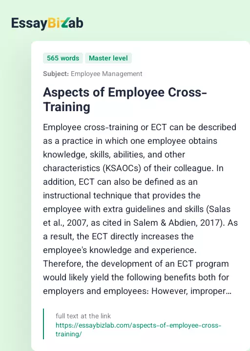 Aspects of Employee Cross-Training - Essay Preview