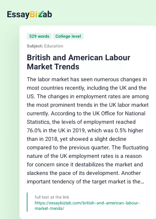 British and American Labour Market Trends - Essay Preview