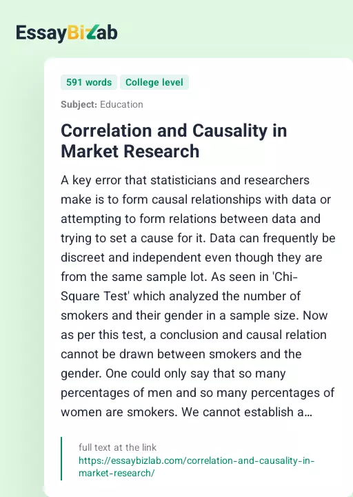 Correlation and Causality in Market Research - Essay Preview