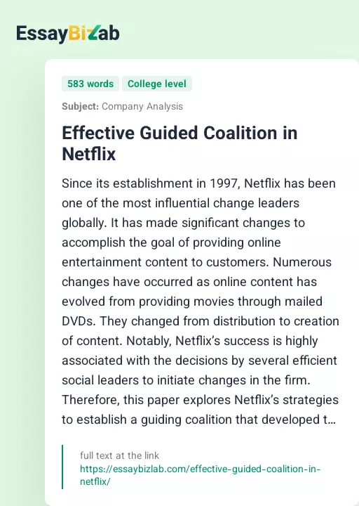 Effective Guided Coalition in Netflix - Essay Preview