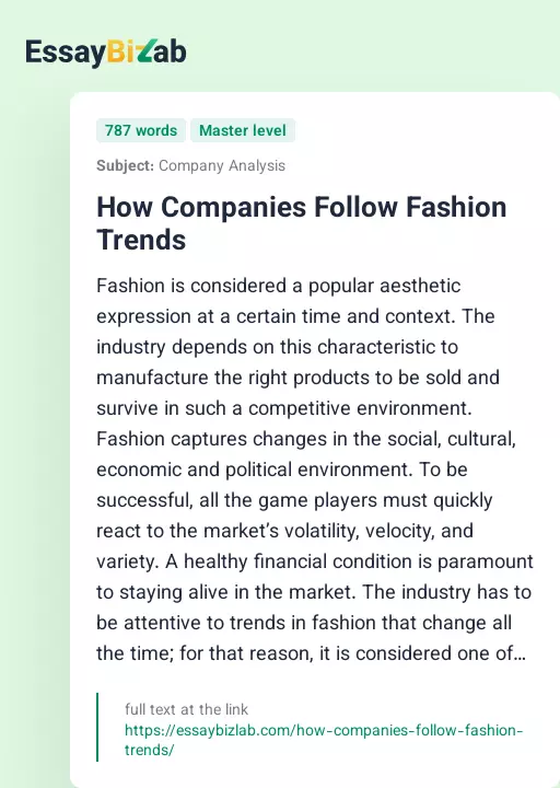 How Companies Follow Fashion Trends - Essay Preview