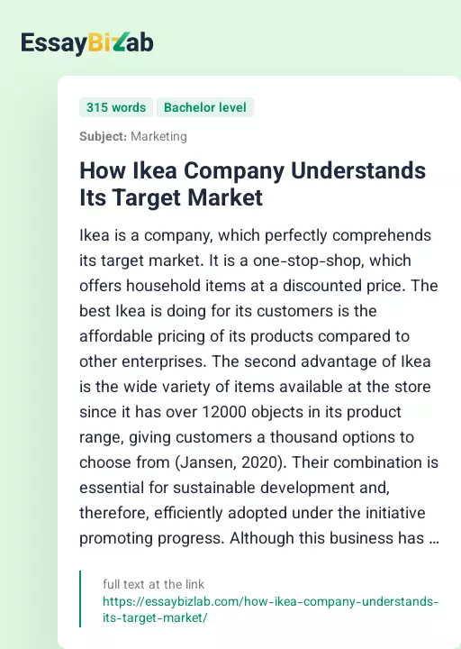 How Ikea Company Understands Its Target Market - Essay Preview