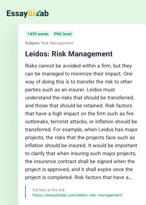 Leidos: Risk Management - Essay Preview