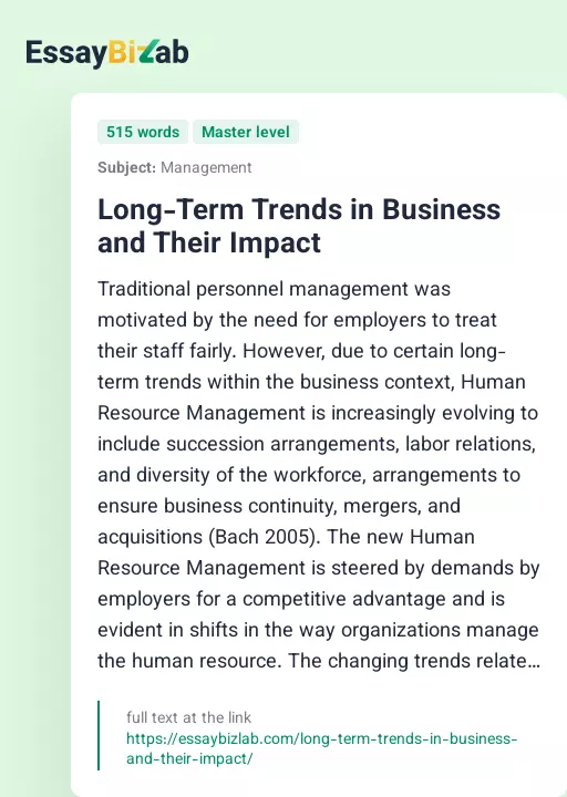 Long-Term Trends in Business and Their Impact - Essay Preview