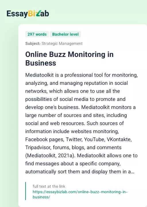 Online Buzz Monitoring in Business - Essay Preview