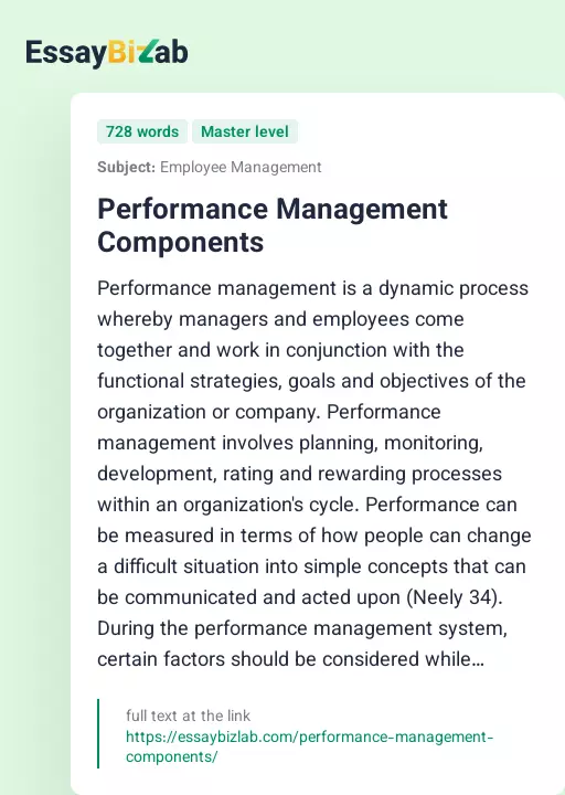 Performance Management Components - Essay Preview