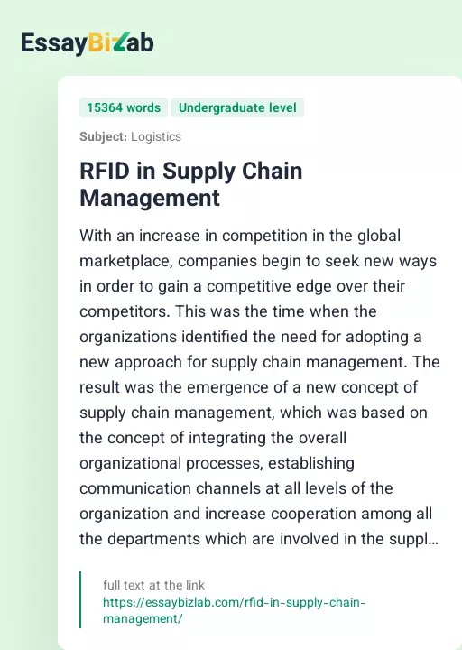 RFID in Supply Chain Management - Essay Preview