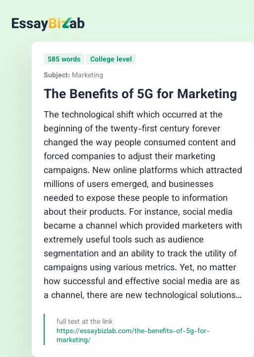 The Benefits of 5G for Marketing - Essay Preview