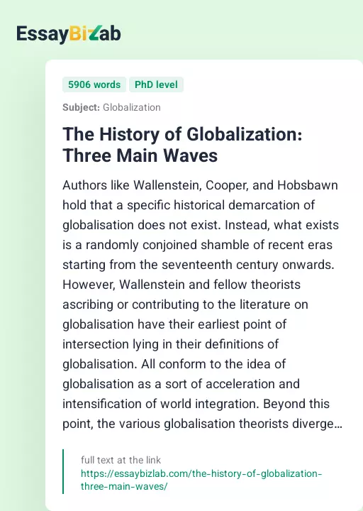 The History of Globalization: Three Main Waves - Essay Preview