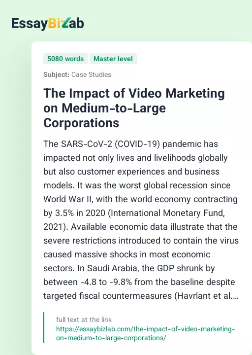 The Impact of Video Marketing on Medium-to-Large Corporations - Essay Preview
