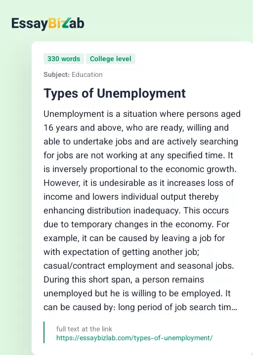 Types of Unemployment - Essay Preview